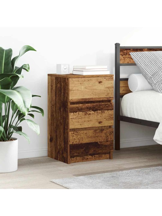 Noční skříňky se 3 zásuvkami 2 ks staré dřevo 39x35x65 cm