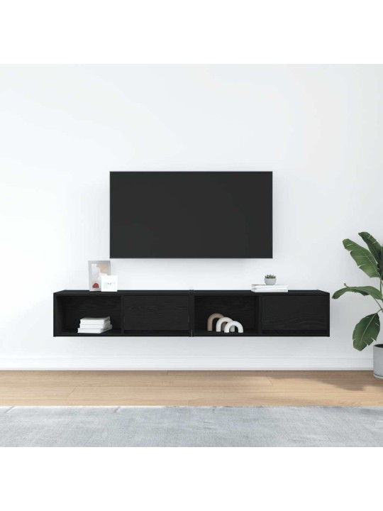 Tv skříňky 2 ks dub černý 80x31x25,5 cm dřevěné konstrukce