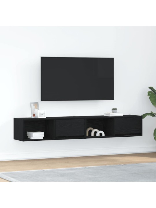 Tv skříňky 2 ks dub černý 80x31x25,5 cm dřevěné konstrukce