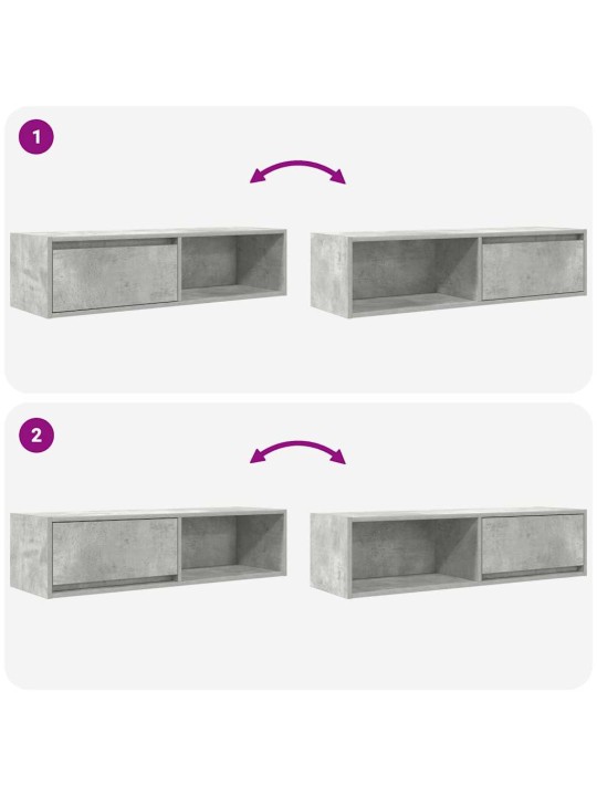 Tv skříňky 2 ks betonová šedá 100x31x25,5 cm dřevěná konstrukce