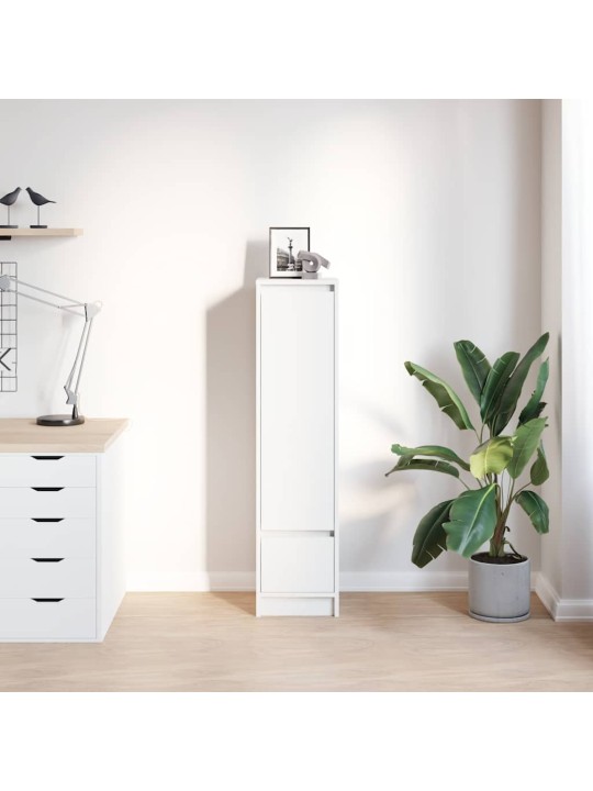 Highboard white 29,5x34x119,5 cm dřevěná konstrukce