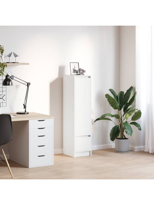 Highboard white 29,5x34x119,5 cm dřevěná konstrukce
