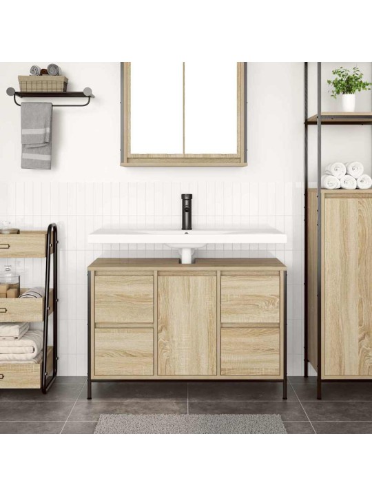 Skříňka s umyvadlem a zásuvkami sonoma dub 90x34,5x60 cm