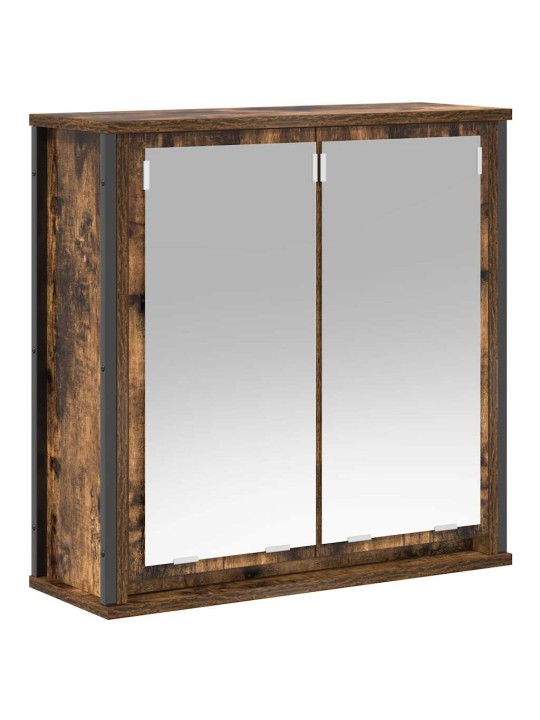 Koupelnová nástěnná skříňka se zrcadlem uzený dub 60x21x60 cm