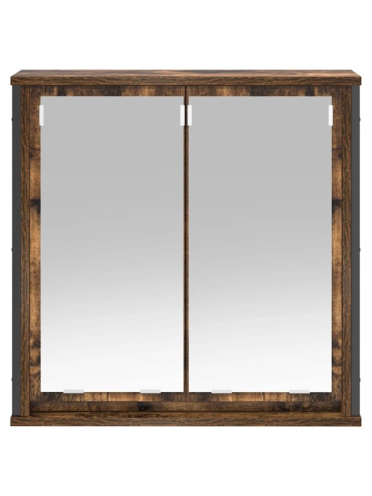 Koupelnová nástěnná skříňka se zrcadlem uzený dub 60x21x60 cm