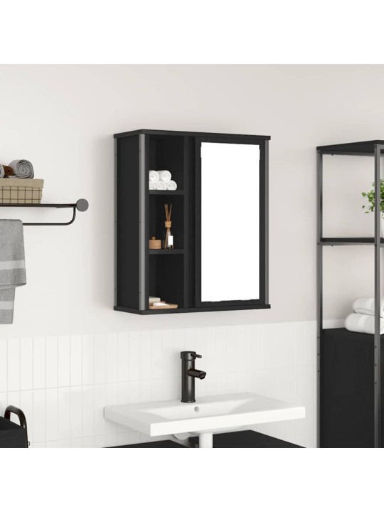 Koupelnová nástěnná skříňka se zrcadlem dub černý 50x21x60 cm