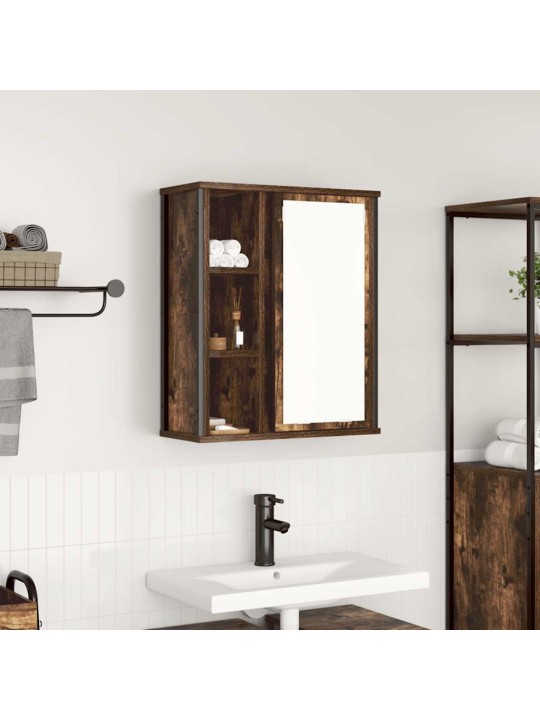 Koupelnová nástěnná skříňka se zrcadlem uzený dub 50x21x60 cm