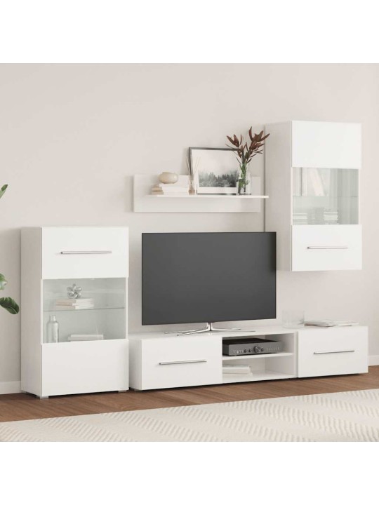 5dílná tv stolky s led osvětlením matné bílé kompozitní dřevo