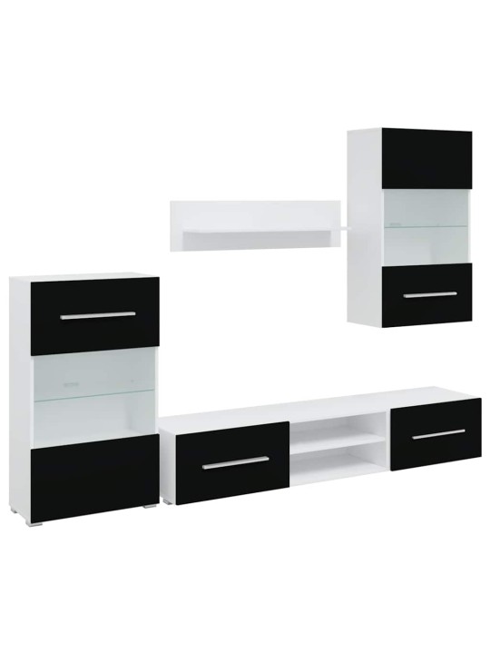 5dílná tv stolky s led osvětlením matné černé kompozitní dřevo