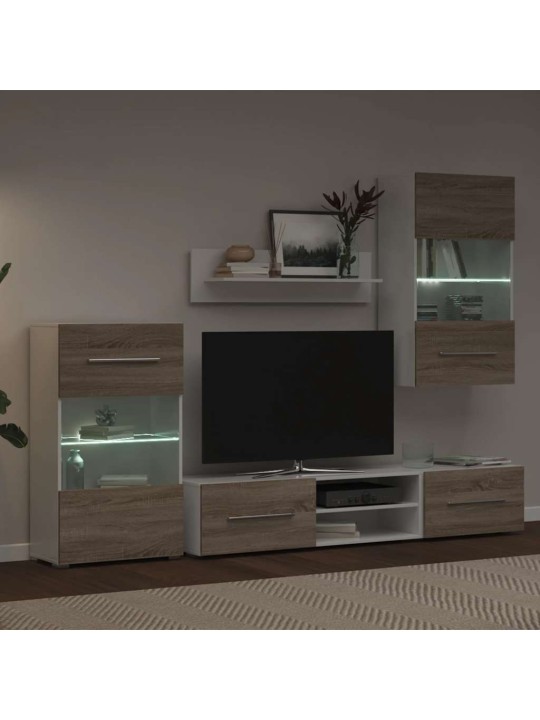 5dílná tv stolky s led osvětlením dub sonoma kompozit