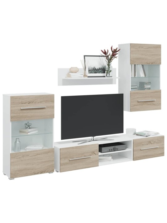 5dílná tv stolky s led osvětlením dub sonoma kompozit