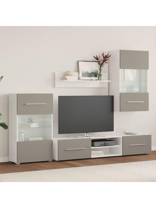 5dílná tv stolky s led osvětlením kamenná šedá kompozitní dřevo