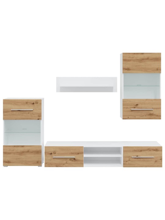 5dílná tv stolky s led osvětlením dub artisan kompozitní dřevo