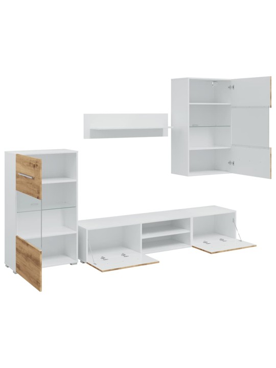 5dílná tv stolky s led osvětlením dub artisan kompozitní dřevo