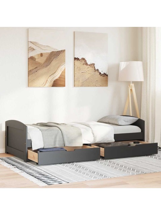 Válenda se 2 zásuvkami bez matrace černé IRUN 90x200 cm