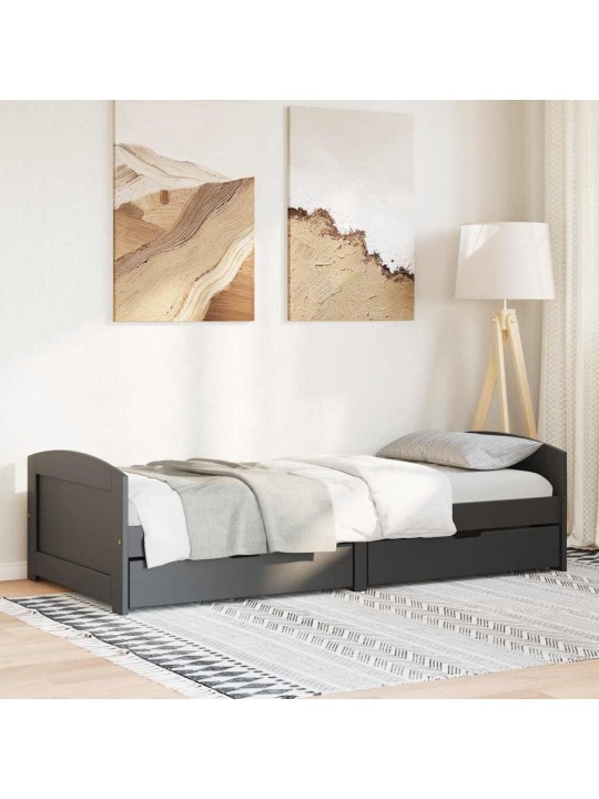 Válenda se 2 zásuvkami bez matrace černé IRUN 90x200 cm