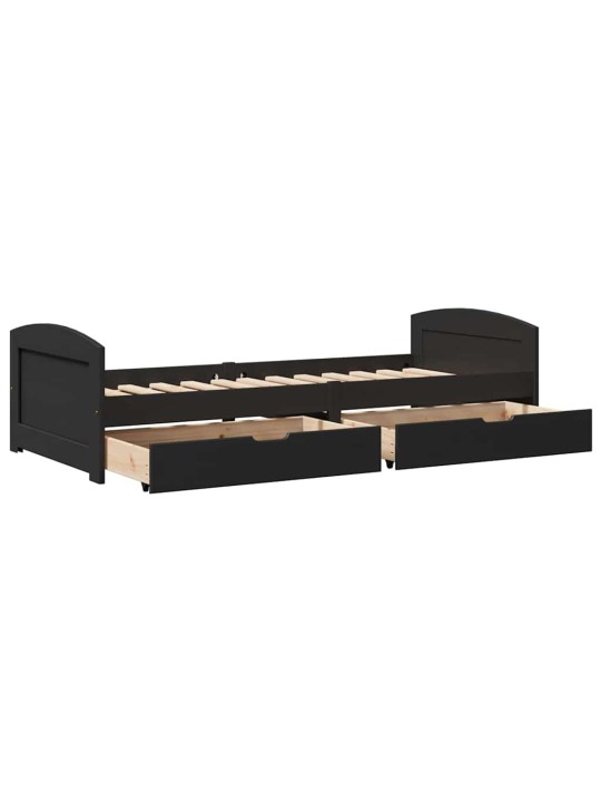 Válenda se 2 zásuvkami bez matrace černé IRUN 90x200 cm