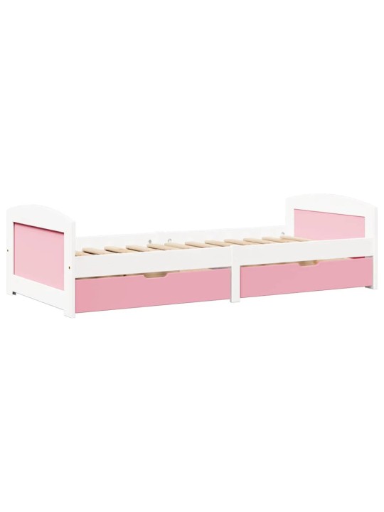 Válenda se 2 zásuvkami bez matrace bílá a růžová IRUN 90x200 cm