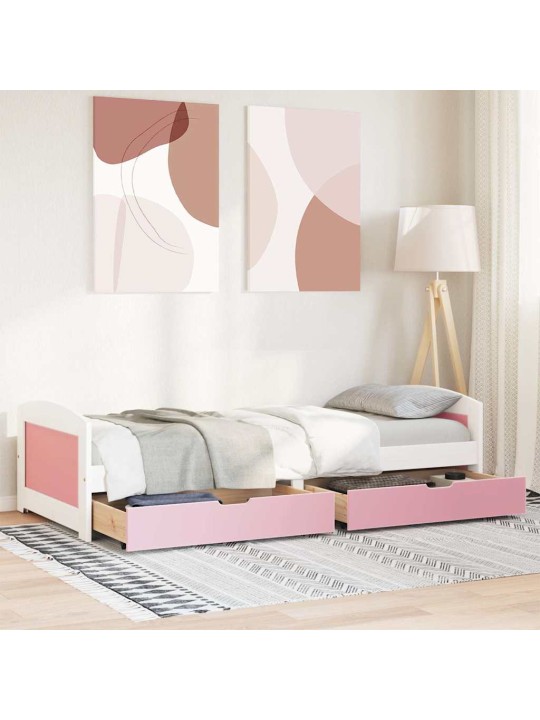 Válenda se 2 zásuvkami bez matrace bílá a růžová IRUN 90x200 cm