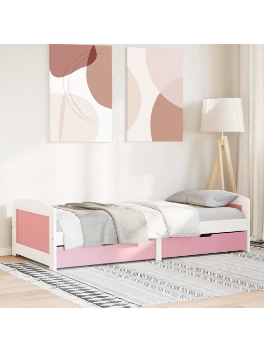 Válenda se 2 zásuvkami bez matrace bílá a růžová IRUN 90x200 cm
