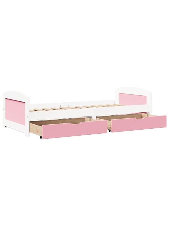 Válenda se 2 zásuvkami bez matrace bílá a růžová IRUN 90x200 cm
