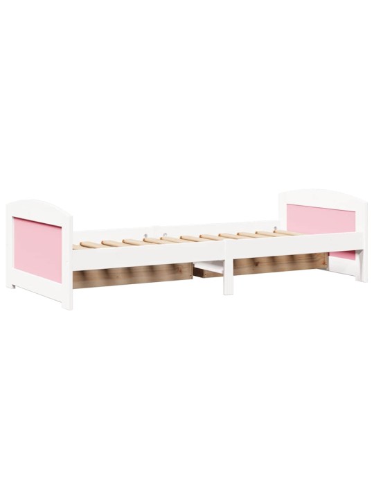 Válenda se 2 zásuvkami bez matrace bílá a růžová IRUN 90x200 cm