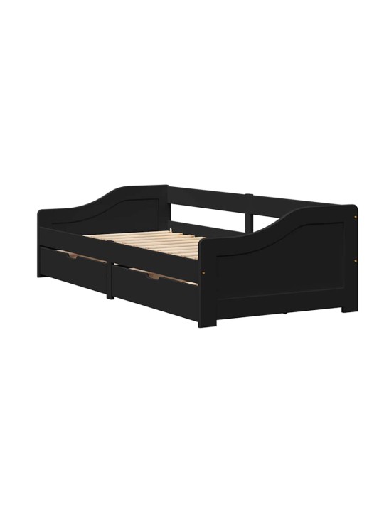 Válenda se 2 zásuvkami bez matrace černé IRUN 90x200 cm