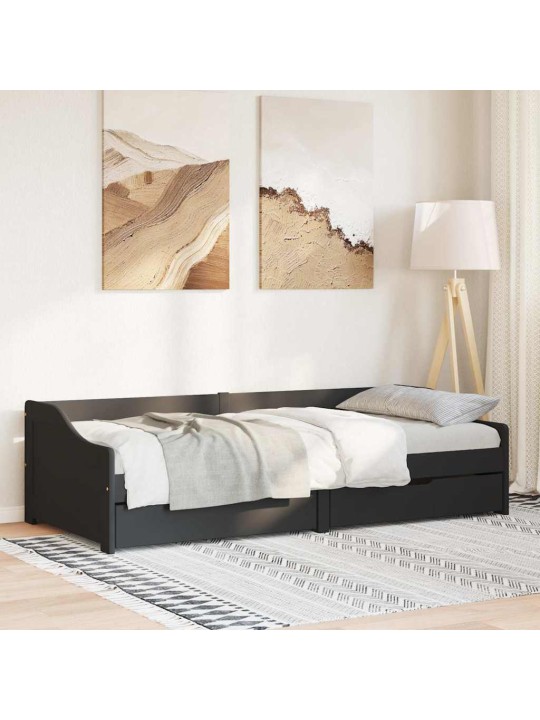 Válenda se 2 zásuvkami bez matrace černé IRUN 90x200 cm