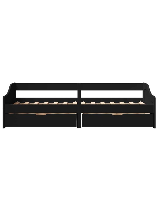 Válenda se 2 zásuvkami bez matrace černé IRUN 90x200 cm