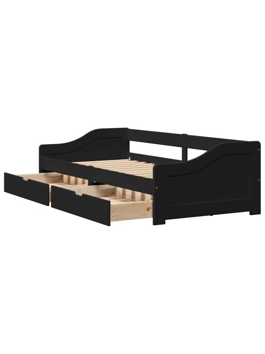 Válenda se 2 zásuvkami bez matrace černé IRUN 90x200 cm