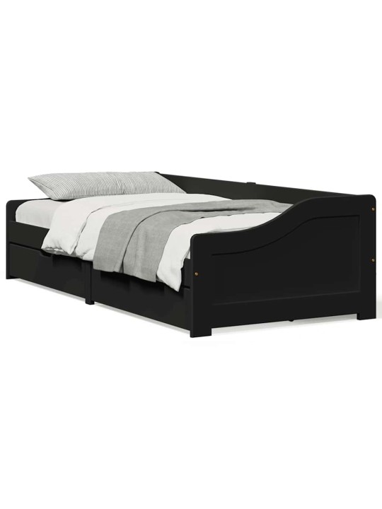 Válenda se 2 zásuvkami bez matrace černé IRUN 90x200 cm