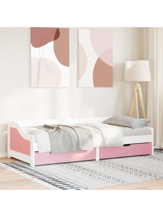 Válenda se 2 zásuvkami bez matrace bílá a růžová IRUN 90x200 cm