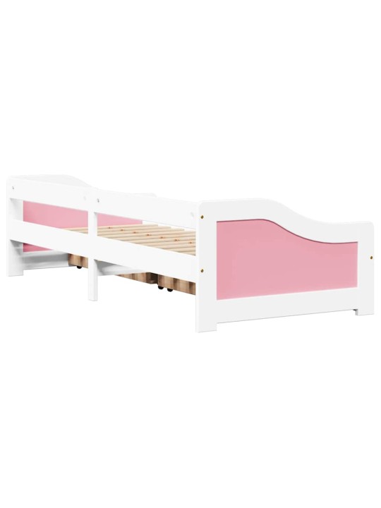 Válenda se 2 zásuvkami bez matrace bílá a růžová IRUN 90x200 cm