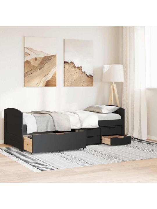Válenda se 5 zásuvkami bez matrace černé IRUN 90x200 cm