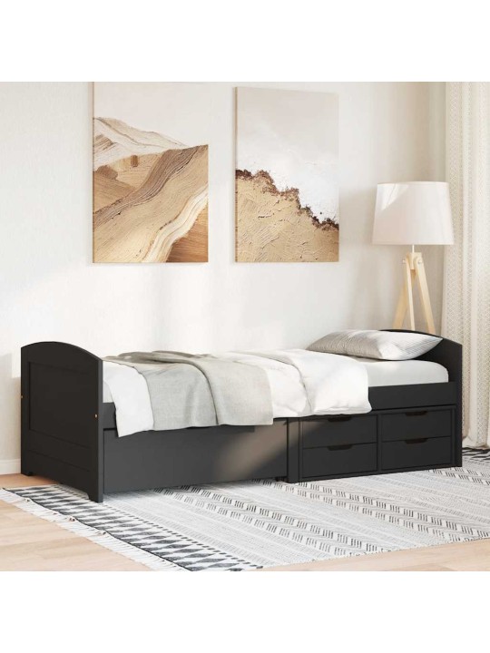 Válenda se 5 zásuvkami bez matrace černé IRUN 90x200 cm