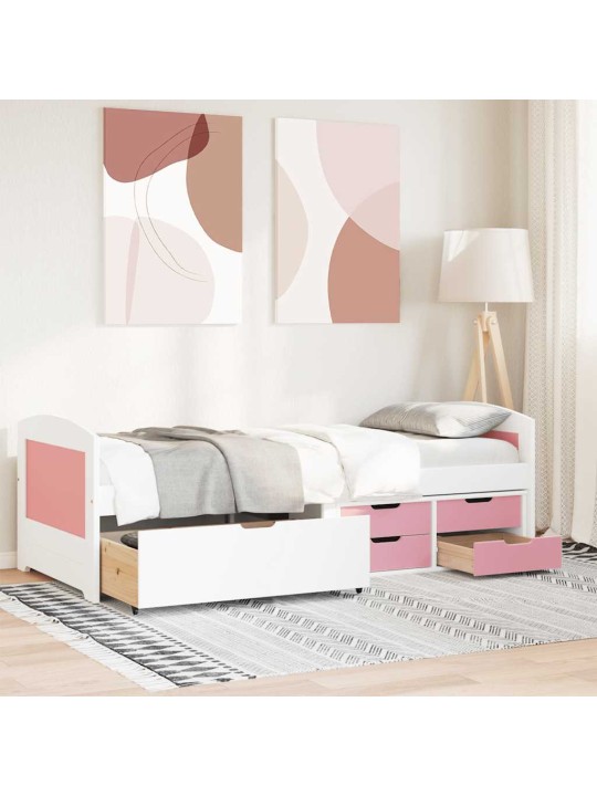 Válenda se 5 zásuvkami bez matrace bílá a růžová IRUN 90x200 cm
