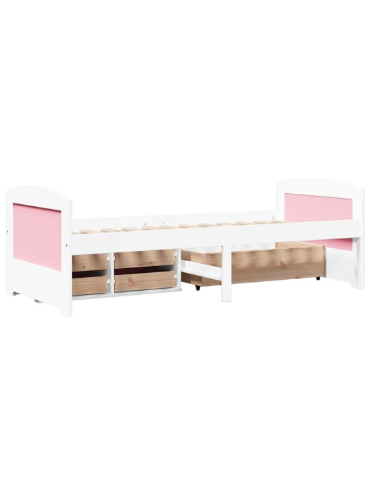 Válenda se 5 zásuvkami bez matrace bílá a růžová IRUN 90x200 cm