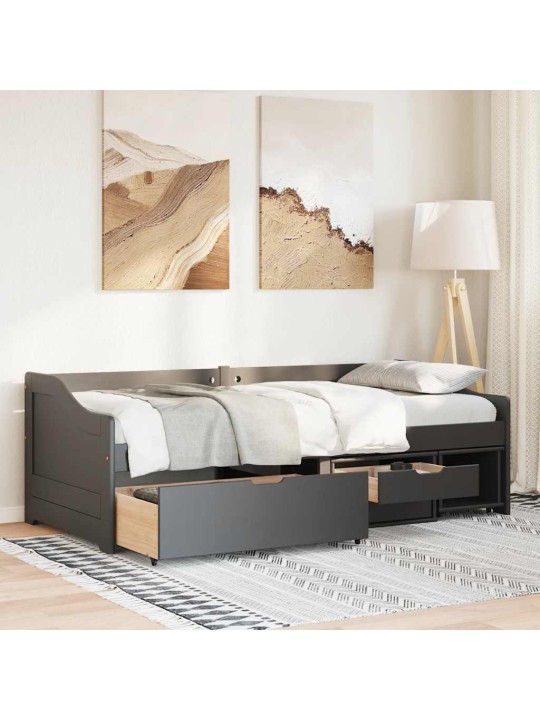 Válenda se 3 zásuvkami bez matrace černé IRUN 90x200 cm