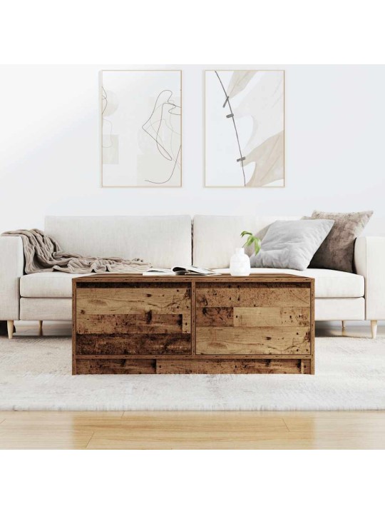 Konferenční stolek se zásuvkami staré dřevo 100x100x40 cm