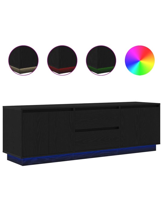 Tv skříňka s led osvětlením černý dub 160,5x41x50 cm