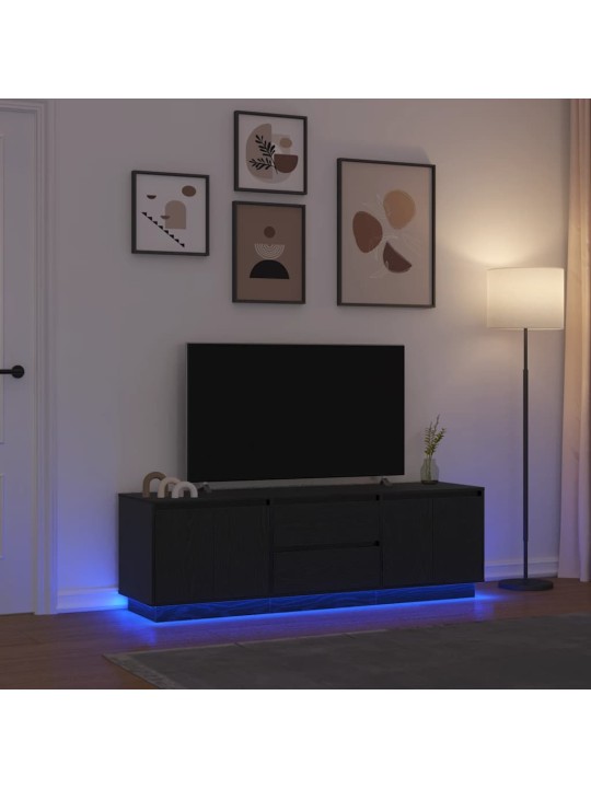 Tv skříňka s led osvětlením černý dub 160,5x41x50 cm