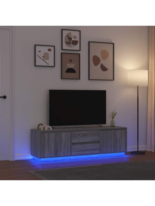 Tv skříňka s led světly šedá sonoma 160,5x41x50 cm