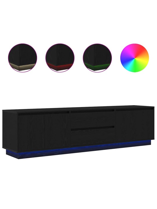 Tv skříňka s led osvětlením černý dub 193,5x41x50 cm