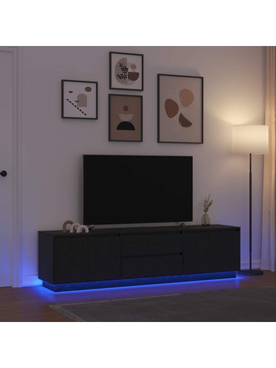 Tv skříňka s led osvětlením černý dub 193,5x41x50 cm