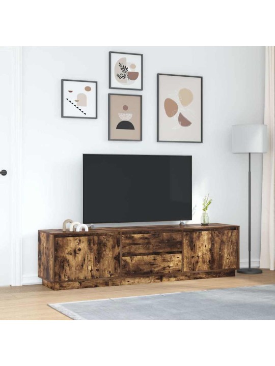 Tv skříňka s led světly uzený dub 193,5x41x50 cm
