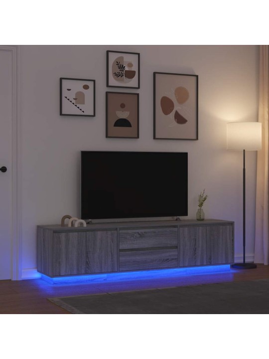 Tv skříňka s led světly šedá sonoma 193,5x41x50 cm