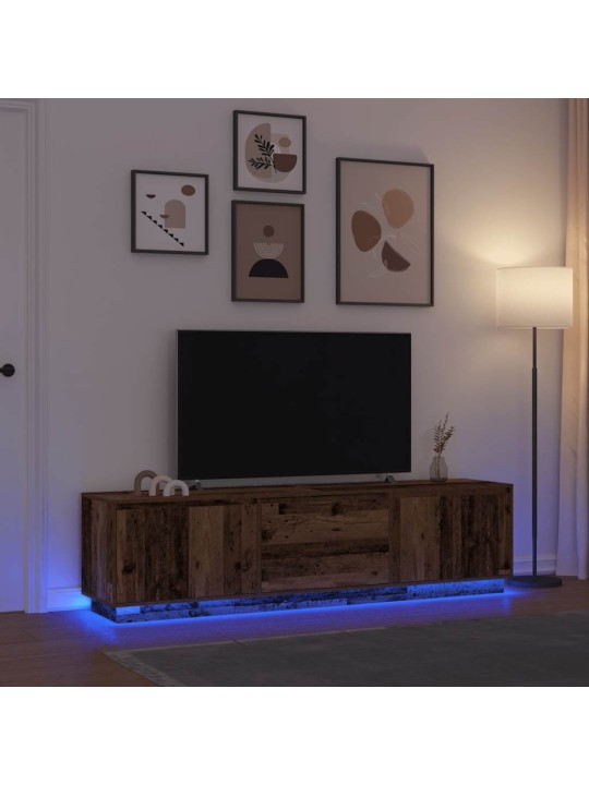 Tv skříňka s led osvětlením starého dřeva 193,5x41x50 cm