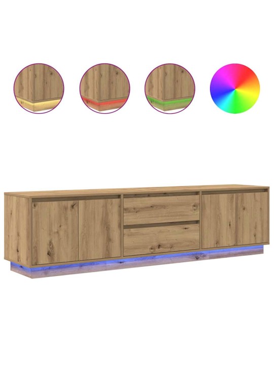 Tv skříňka s led osvětlením dub artisan 193,5x41x50 cm