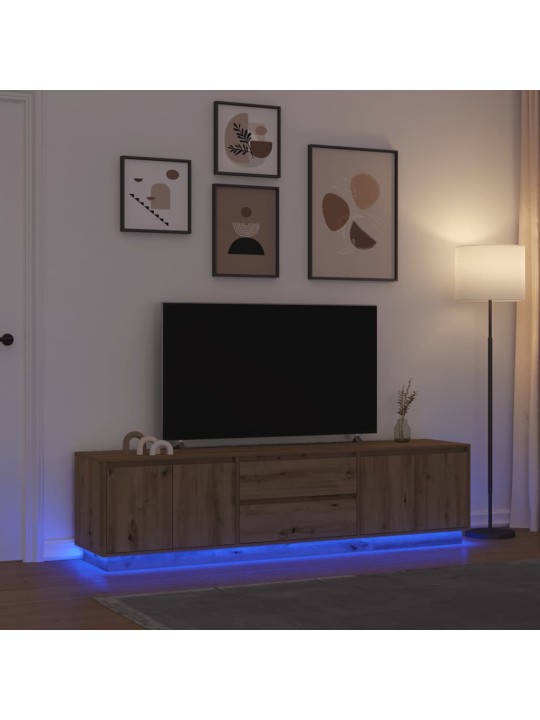 Tv skříňka s led osvětlením dub artisan 193,5x41x50 cm