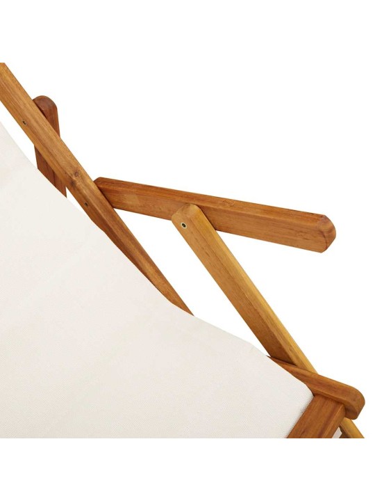 Skládací plážové křeslo s područkami akáciové dřevo & textilen